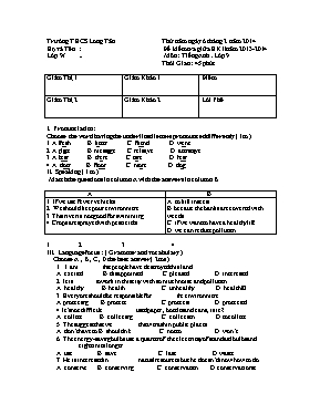 Đề kiểm tra giữa học kỳ II môn Tiếng Anh Lớp 9 - Năm học 2013-2014 - Trường THCS Long Tân